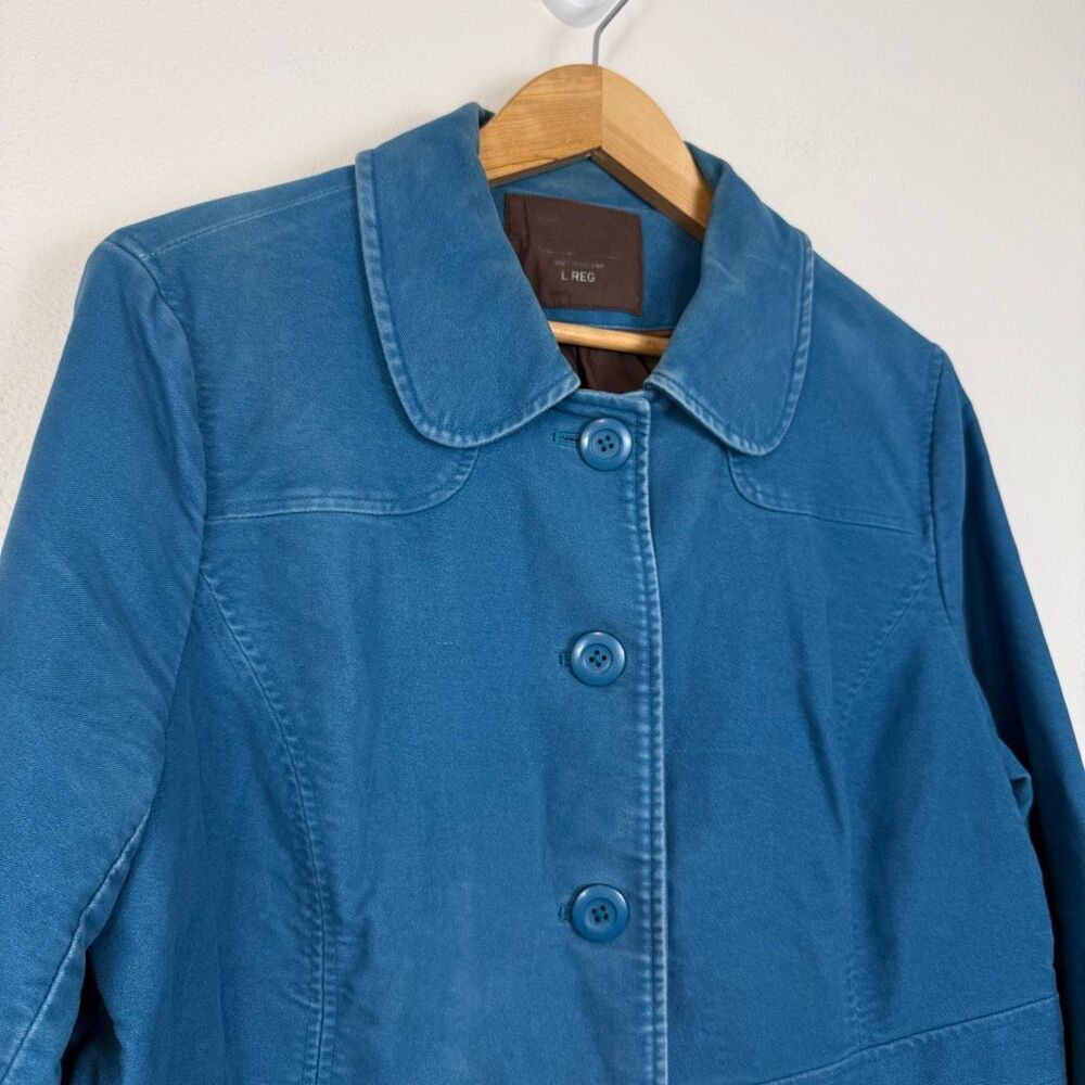 LL Bean Cumberland Brushed Cotton Distressed Barn Jacket Teal Size Large